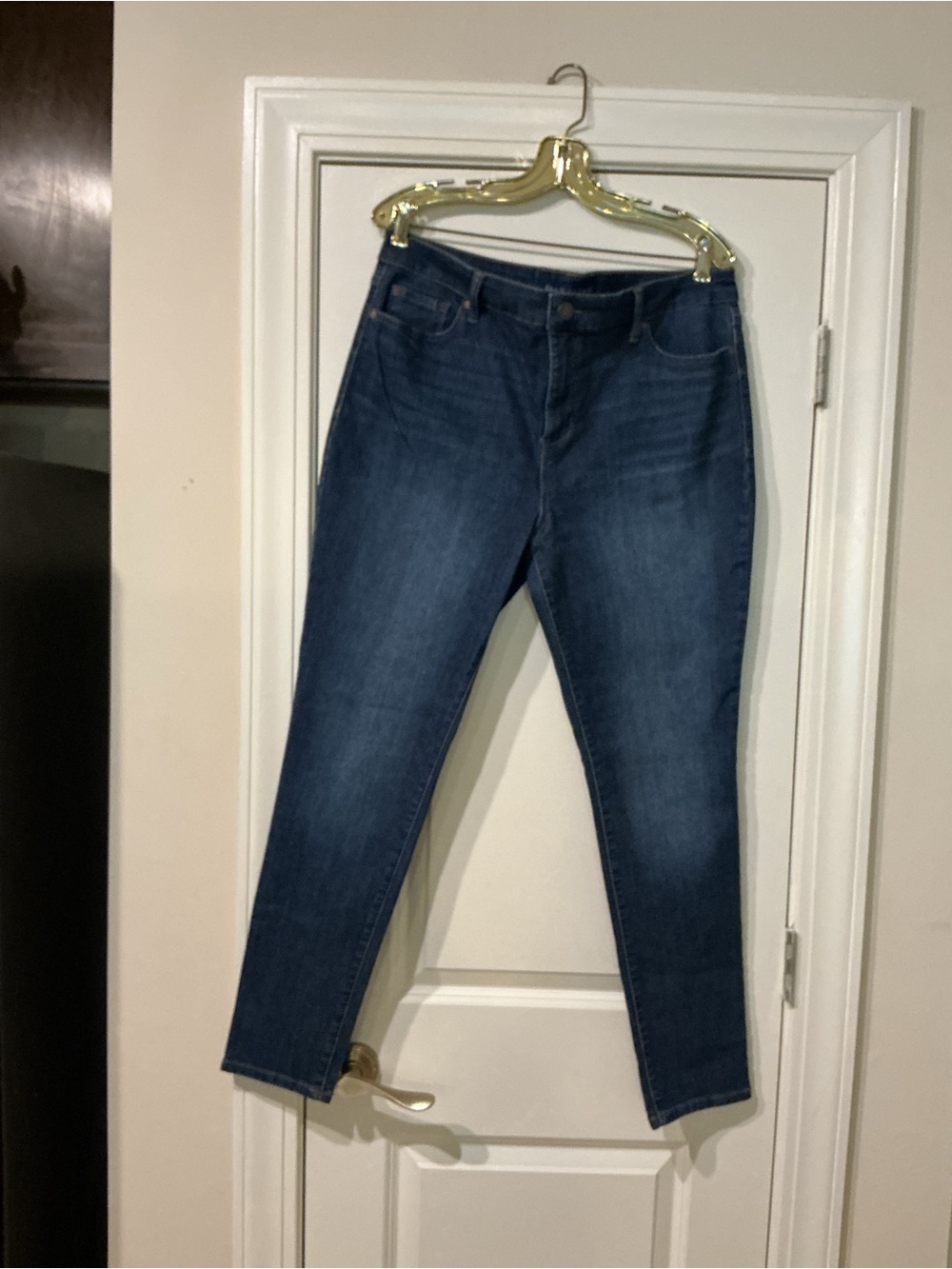 Women's Dark Blue Skinny Jeans - Stretch Mid-Rise Fit